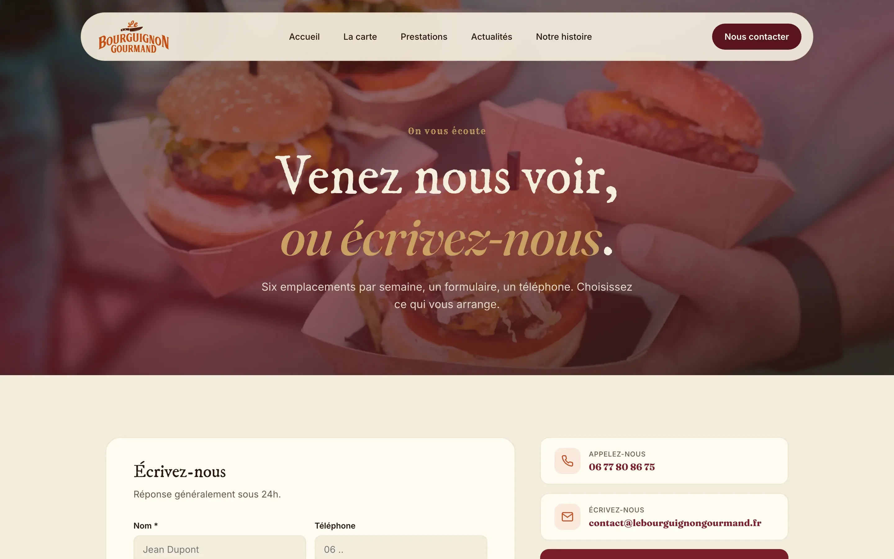 La page de contact